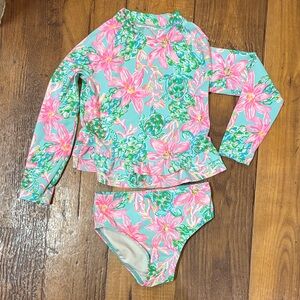 Lilly Pulitzer Pink and Green Floral Kids Rashguard